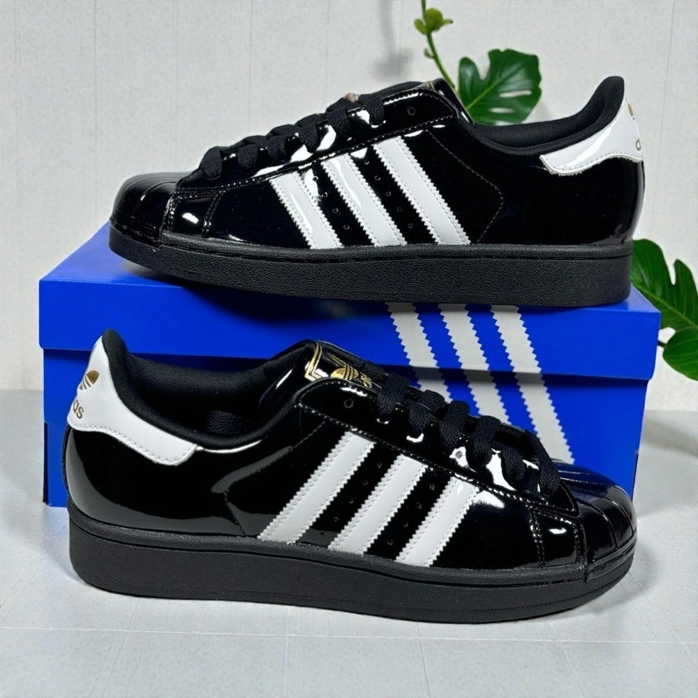 Adidas Superstar II Core Black Cloud White Gold Women's 6 JS4009 New - Picture 2 of 10
